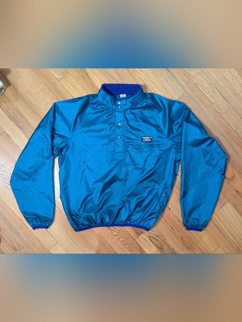 Vintage L.L.Bean Men’s Medium Teal Cobalt Pullover Windbreaker Made in USA